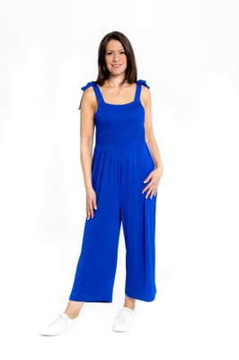 Mouwloze Jumpsuit met Rimpels - Blauw