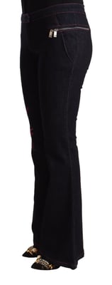 Exte Dames Zwarte Katoenen Midden Taille Uitlopende Jeans