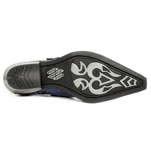 New Rock vintage blauwe leren schoenen met bloemengesp-7960-S7