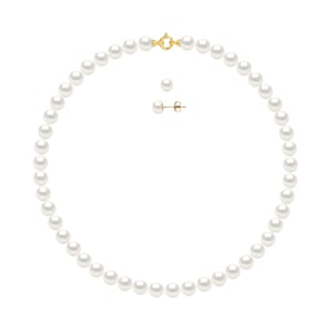 Set Ketting + Oorbellen - Echte Gecultiveerde Zoetwaterparels Ronde 8-9 mm