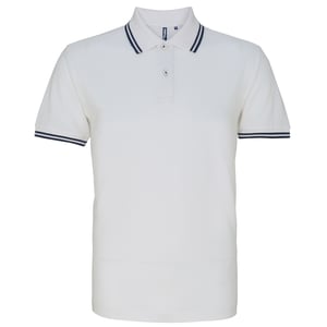 Asquith & Fox Heren Klassiek Fit getipt Poloshirt (Witte/scheepvaart)