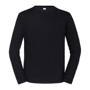Fruit of the Loom Heren Iconic 195 Premium Ringspun Cotton T-shirt met lange mouwen (Zwart)