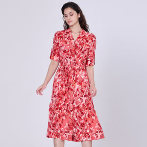 Klassieke shirtjurk met abstracte print