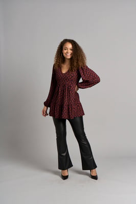 Tuniek met bloemen - Rood