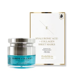 Maritieme Kollageen Nachtcrème 50ml + Hyaluronzuur & Kollageen Masker - 3 vellen