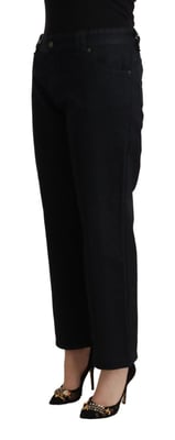 John Galliano Dames Zwarte Katoen Flared Cropped High Waist Denim Jeans