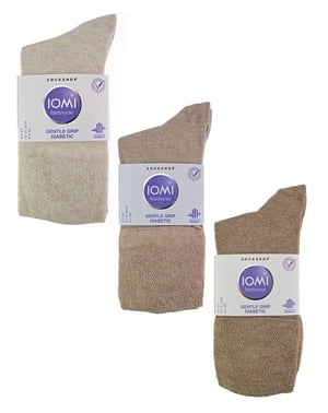 IOMI - Set van 6 bamboesokken voor diabeten voor dames - Beige