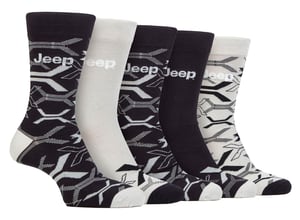 Heren Bamboe Dress Socks | Jeep | 5-Pack Ademend Vrijetijdssokken voor Elke Dag - Marineblauw / Grijs