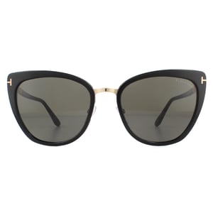 Tom Ford Zonnebril Simona FT0717 01A Glanzend Zwart Roos Goud Smoke Grijs