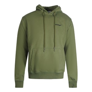 Gebroken witte Helvetica-logo slim-fit groene hoodie