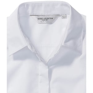 Russell Collectie Dames/Dames Lange Mouwen Poly-Katoen Gemakkelijk Onderhoud Gepaste Poplin Shirt (Wit)