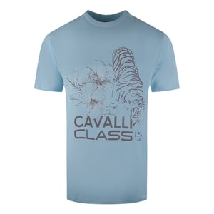 Cavalli Class camiseta azul claro con dise�o de tigre floral