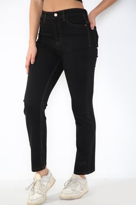 Dames Magic Shaping hoog getailleerde jeans met rechte pijpen in zwart