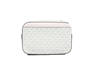 Michael Kors Dames Jet Set Item Grote Oost-West Signature Leren Ritssluiting Ketting Schoudertas (Vanilla PVC/Powder Blush)