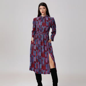 Midi blouse-jurk met grafische print