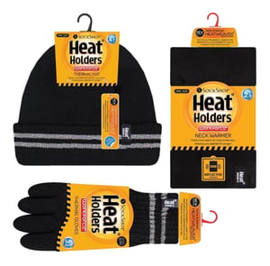 Heat Holders - Heren Hi Vis Hoed, Nekwarmers & Handschoenen Set - Zwart