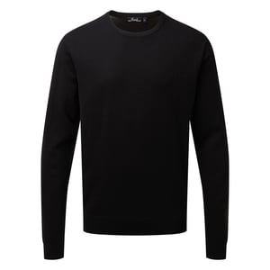 Premier Heren gebreid katoenen crew neck sweatshirt (Zwart)