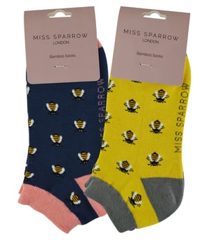 Miss Sparrow - 2 paar bamboesokken voor dames - Honing Bijen