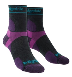 Bridgedale - Dames Ultralight Merino Sokken - Steenkool / Paars