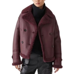 Belstaff Cedar Redwood bordeauxrode Sherling leren jas