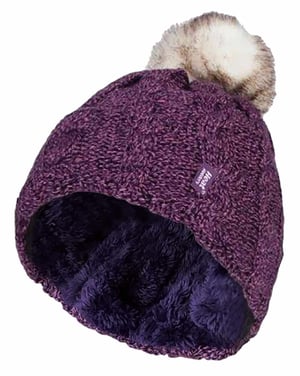 Heat Holders - Thermische pomponhoed voor dames - Paars