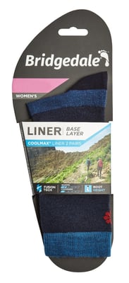 Bridgedale - 2 Pack Liner Basislaag Schoen Sokken - Marineblauw