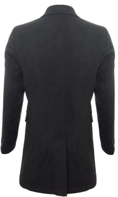 Lange, houtskoolwollen slim-fit overjas voor heren