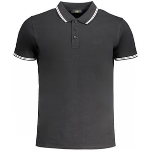 Cavalli Class Zwart Polo Shirt met Witte Gehoekte Kraag en Toned Logo