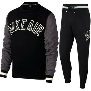 Nike Air Fleece trainingspak met volledige ronde hals, zwart