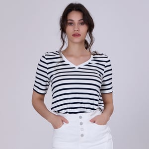 V nekstrepen katoen t-shirt