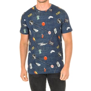 Heren-T-shirt met korte mouwen en ronde hals JFTD01-RIPPED-MULTICOLOR