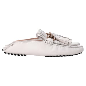 Tod's Loafers met Franje en Kettingdetail in Witte Leer