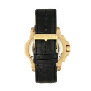 Reign Commodus automatisch skelet horloge met leren band