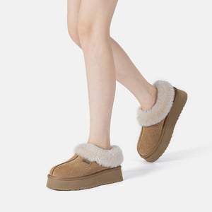 EVER AU Dames Leren Pantoffels - Topknot