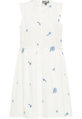 Dreimaster midi-jurk Dames Wol Wit Blauw
