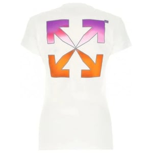 Gebroken witte gradientpijlen logo slim fit wit T-shirt