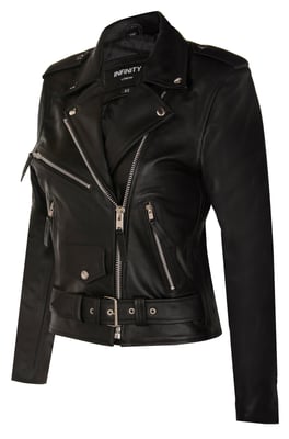 Dames rundleer bikerjack-Mansfield