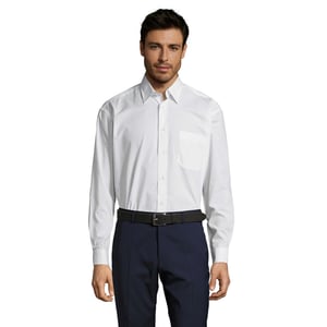 SOLS Heren Baltimore 95 Poplin Overhemd met Lange Mouwen (Wit)