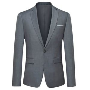 Donkergrijze casual blazer, slim-fit zakelijke blazer