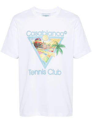 Casablanca Afro Cubism Tennis Club T-shirt met print in wit
