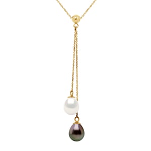 Ketting YOU AND ME TAHITI cultuur parels en 7-8mm FRESHWATER Peren Yellow Gold