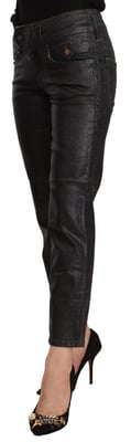 John Galliano Dames Zwarte Glanzende Middelhoog Taille Katoenen Cropped Broek