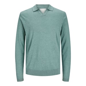 Jack & Jones Trui Cigor Linen Split Neck Groen