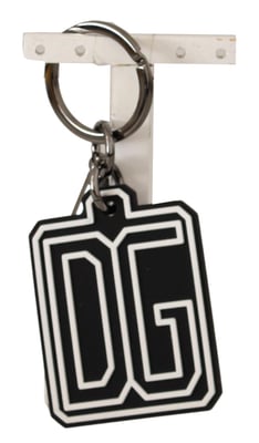 Dolce & Gabbana Zwart Witte DG Rubber Logo Zilveren Ring Sleutelhanger voor Heren