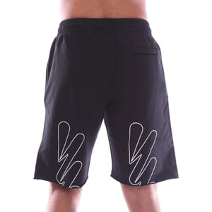 Heren Off White Wave Outline Diagonaal Sweat Shorts in Zwart-Wit