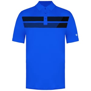 Island Green Asymetric Print Heren Blauw Golf Poloshirt