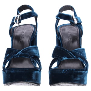 Jil Sander Chunky Sandalenhakken in Blauw Fluweel