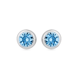 Luxenter 925 Sterling zilveren oorbellen met gerhodineerde aquamarijn zirkonia - Essential