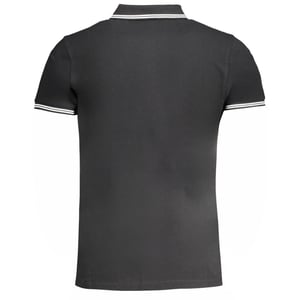 Cavalli Class Zwart Polo Shirt met Witte Gehoekte Kraag en Toned Logo