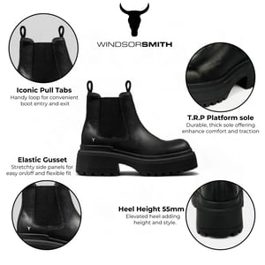 Windsor Smith Zwarte Chunky Leren Chelsea Boots - Dopamine